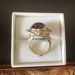 Barbara Bixby amethyst ring 7 sterling 18k accents